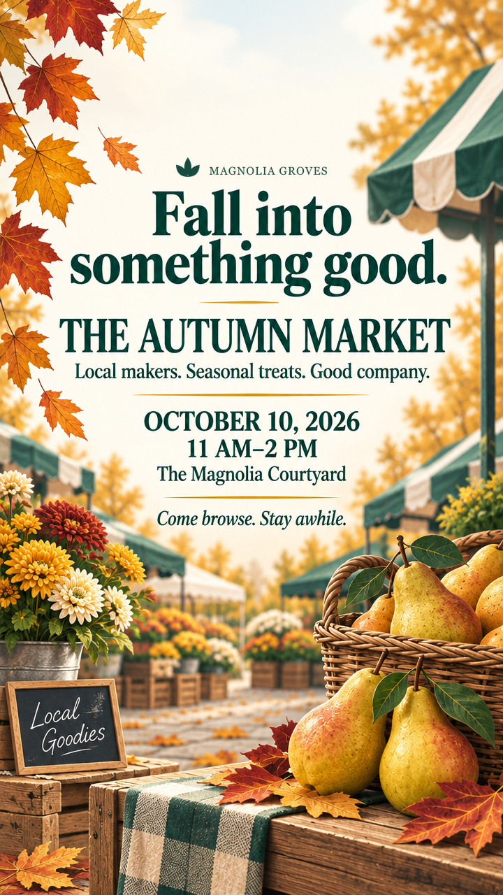 Fall into something good. · 11 AM–2 PM Fall into something good., October 10, 11 AM–2 PM