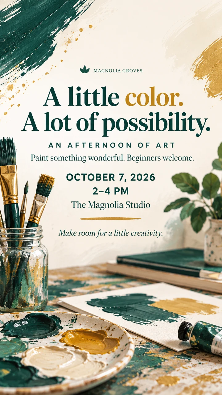 Art Afternoon. A colorful community art workshop Story from Magnolia Groves.