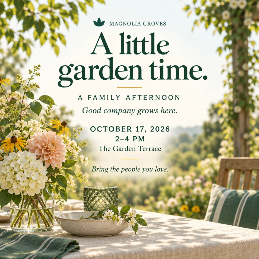 A little garden time. · 2–4 PM A little garden time., October 17, 2–4 PM